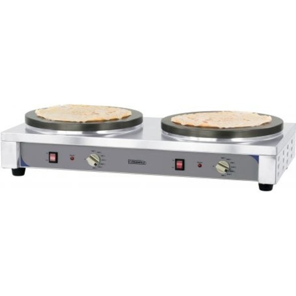 Crepes maker dubbel RVS elektrisch | 2x 2.7kW | Gietijzeren bakplaat Ø400mm | 910x445x190(h)mm
