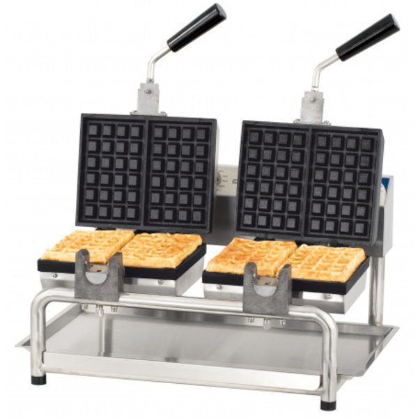 Wafelijzer | RVS | Dubbel | Draaibaar | 3.6kW | Bakplaat 6x4 | 585x580x305(h)mm