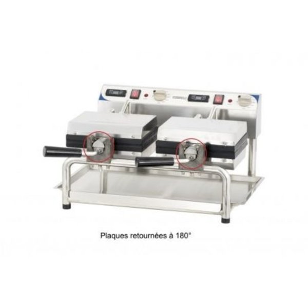 Wafelijzer | RVS | Dubbel | Draaibaar | 3.6kW | Bakplaat 6x4 | 585x580x305(h)mm