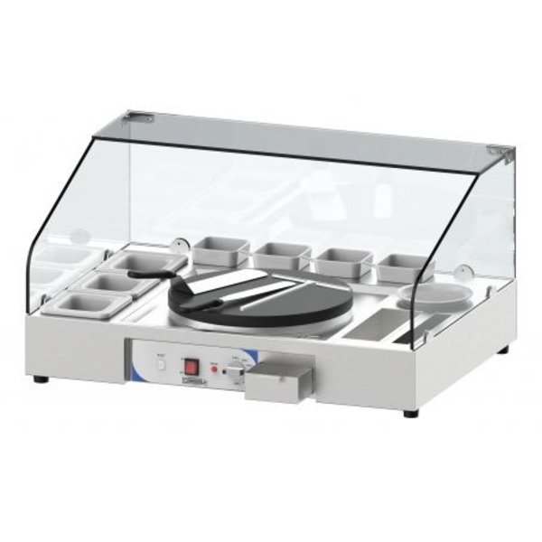 Crepes maker RVS serveerstation elektrisch  | 2.7kW | Crèpe maker Ø400mm | 900x650x465(h)mm