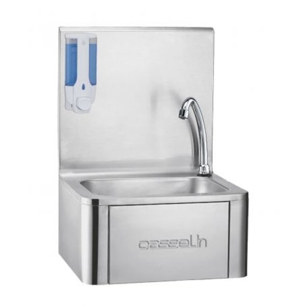 Handwasbak RVS met kniebediening | Geïntegreerde zeepdispenser 360ml | 400x330x570(h)mm