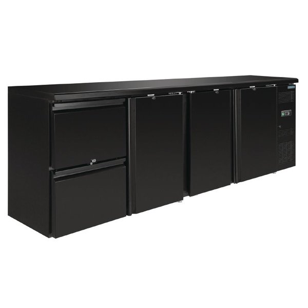 Bardisplay | Zwart | 698L | 3 Deuren & 2 Laden | Geforceerd | 2542x513x860(h)mm