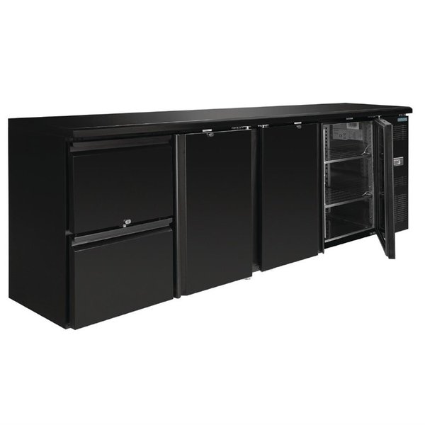 Bardisplay | Zwart | 698L | 3 Deuren & 2 Laden | Geforceerd | 2542x513x860(h)mm