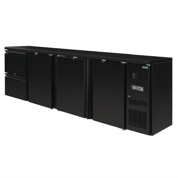 Bardisplay | Zwart | 698L | 3 Deuren & 2 Laden | Geforceerd | 2542x513x860(h)mm