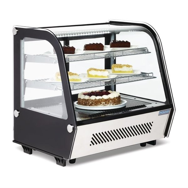 Koelvitrine | Zwart/RVS | 120L | +2°C/+12°C | 3 Schappen | 696x568x686(h)mm