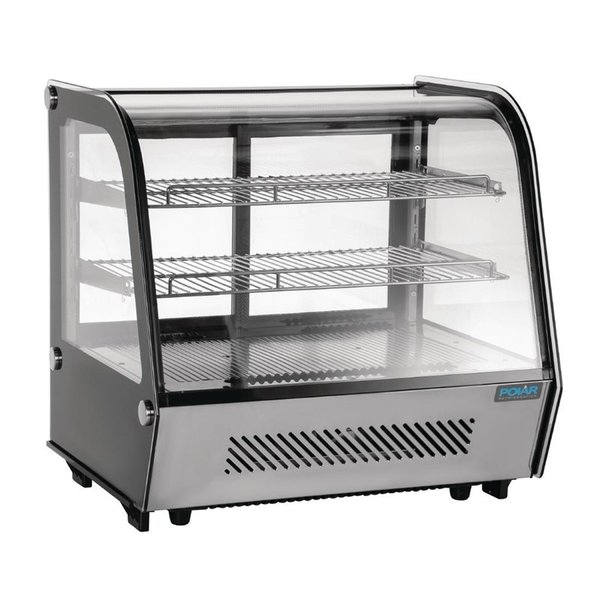 Koelvitrine | Zwart/RVS | 120L | +2°C/+12°C | 3 Schappen | 696x568x686(h)mm