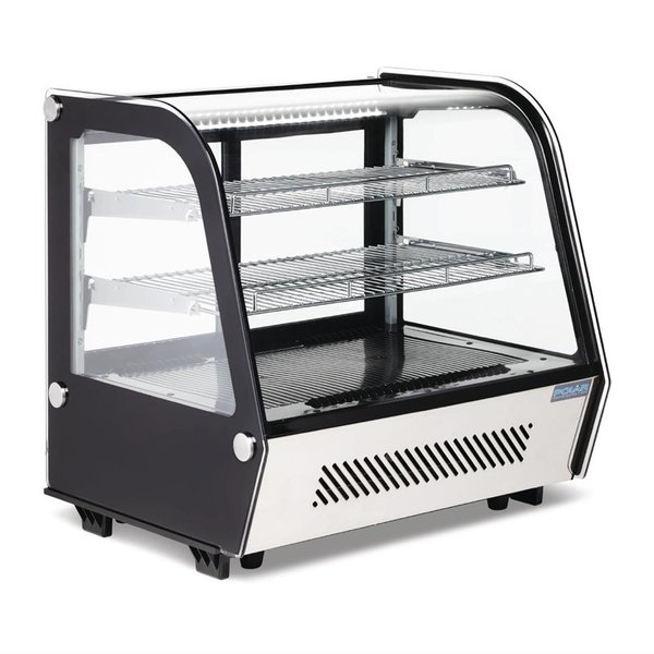 Koelvitrine | Zwart/RVS | 120L | +2°C/+12°C | 3 Schappen | 696x568x686(h)mm