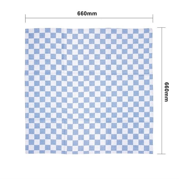 Theedoek blauw geblokt 100% katoen | 660(b)x660(d)mm