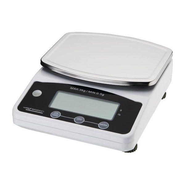 Weegschaal RVS digitaal | Cap. 3 kg | Incl. adapter | 178x225x80(h)mm