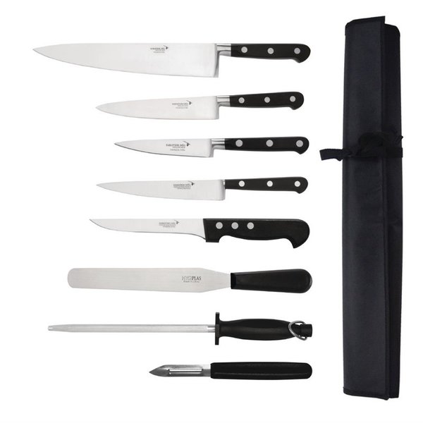 8 delige messen set met rol etui