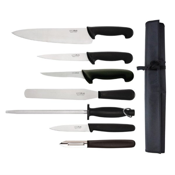 Messenset | RVS | Zwart | 7 Stuks | Incl. Foudraal