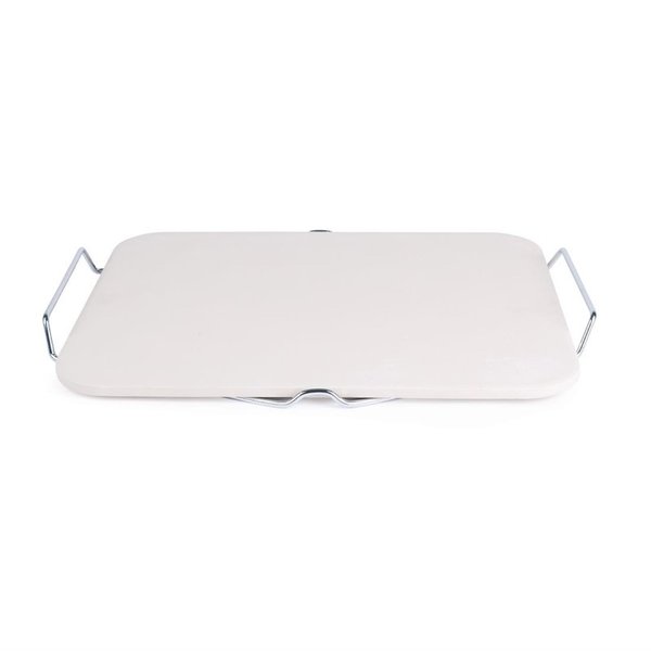 Pizzasteen rechthoekig met metalen houder | 38(b)x30,5(d)cm