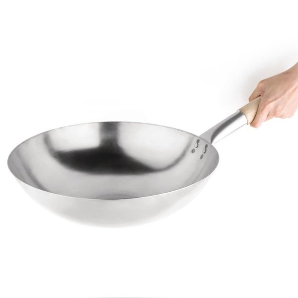 Wokpan staal met ronde bodem | 35,6(Ø)cm