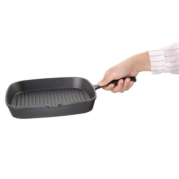 Pan vierkant geribbeld gietijzer 1,28L | 24,1(b)x24,1(d)cm