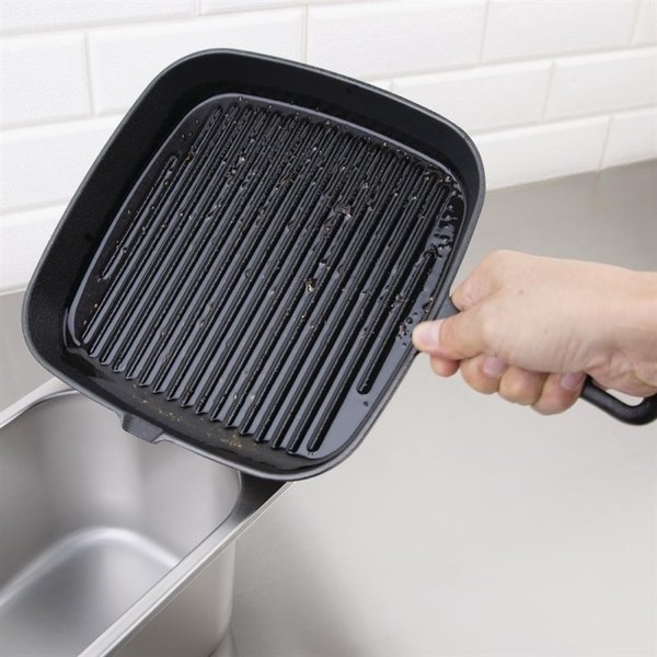 Pan vierkant geribbeld gietijzer 1,28L | 24,1(b)x24,1(d)cm