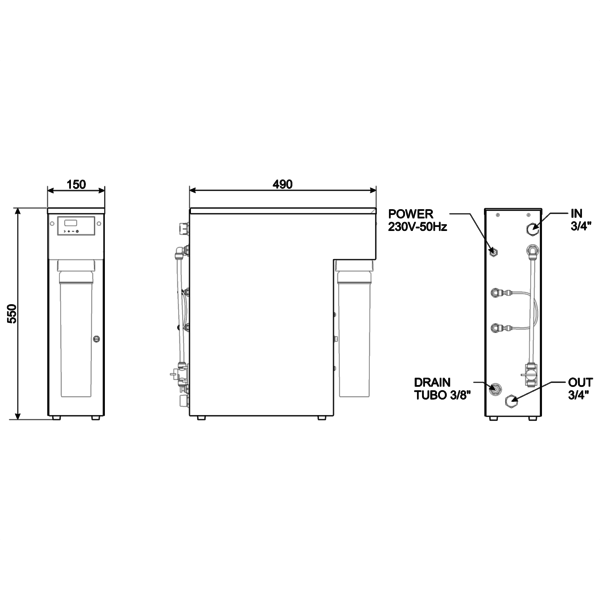 Omgekeerde Osmose Unit | Voor SMEG Voorlader & Glazenspoeler | 150x490x550(h)mm
