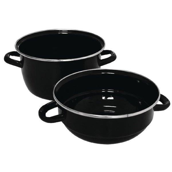 Mosselpan emaille zwart | 1kg porties | 20(Ø)x18(h)cm