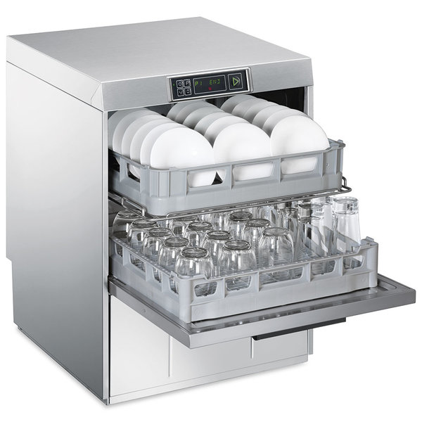 Horeca Vaatwasser | EASYLINE | Dubbele Belading | Mand 500x500mm | 230V | Afvoerpomp | Zeeppomp | Naglanspomp | Breaktank | 600x600x820(h)mm