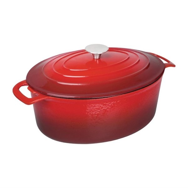 Braadpan ovaal gietijzer rood 6L | 230x305x125(h)mm