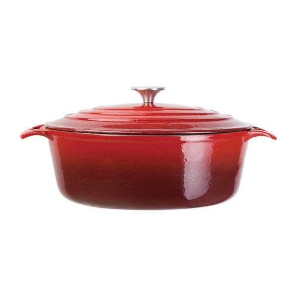 Braadpan ovaal gietijzer rood 6L | 230x305x125(h)mm