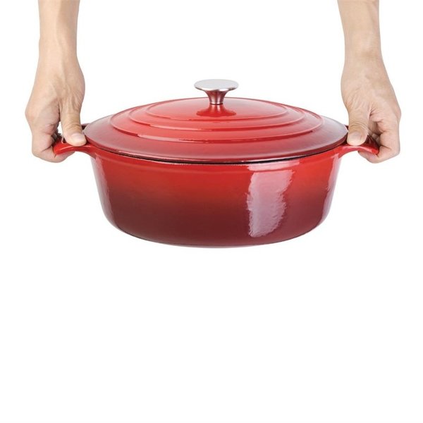 Braadpan ovaal gietijzer rood 6L | 230x305x125(h)mm