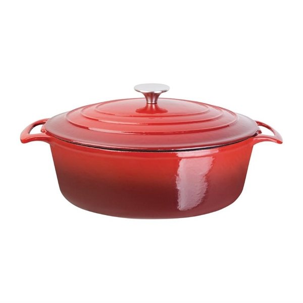 Braadpan ovaal gietijzer rood 6L | 230x305x125(h)mm