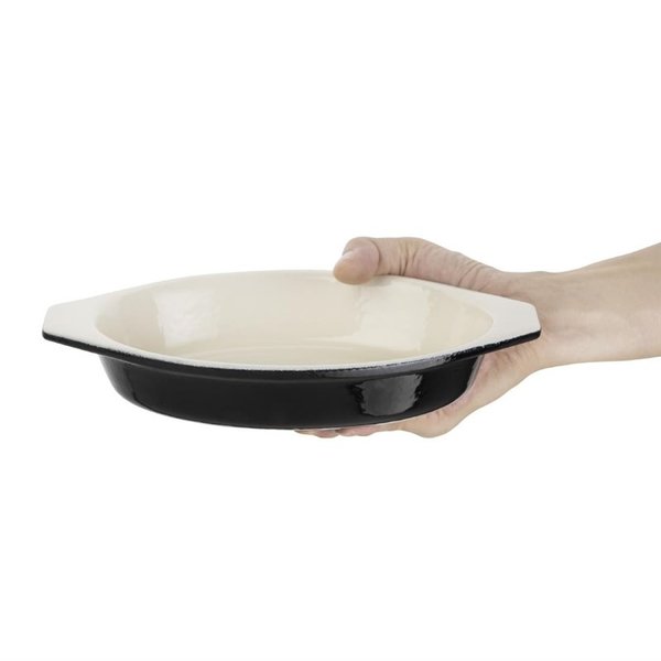 Gratineerschaal gietijzer ovaal zwart 0,65L | 140x195x40(h)mm