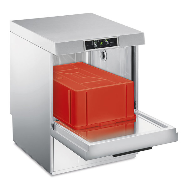 Horeca Vaatwasser | TOPLINE | Touchscreen | Dienbladen/Kratten | Mand 500x500/600x400mm | 230V | Afvoerpomp | Zeeppomp | Naglanspomp | Breaktank | 600x600x820(h)mm