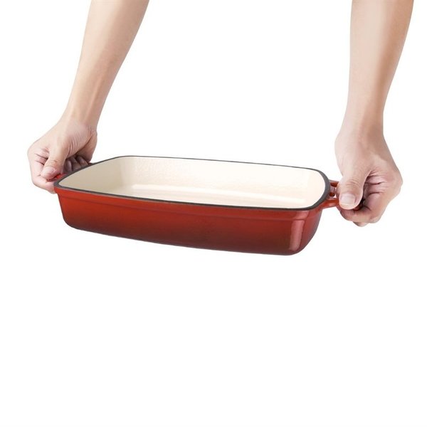 Ovenschaal rood gietijzer rechthoekig 2,8L | 390x235x55(h)mm