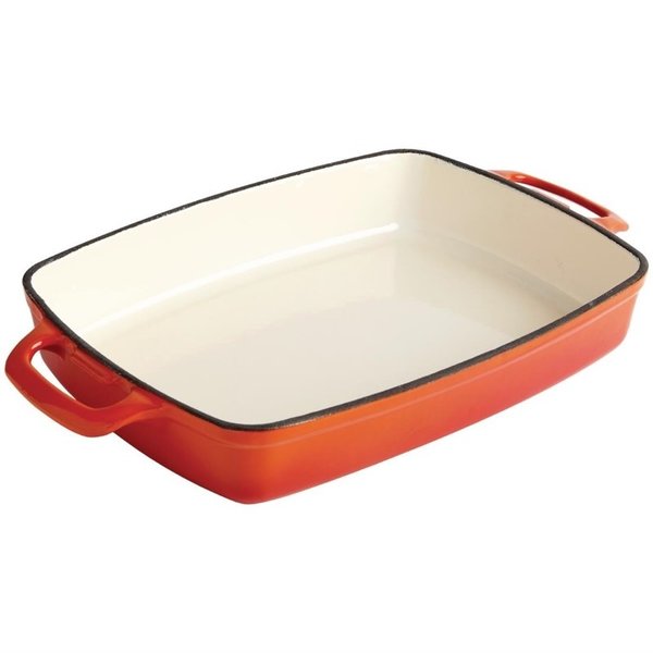 Ovenschaal rechthoekig gietijzer oranje 2,8L | 390x235x55(h)mm