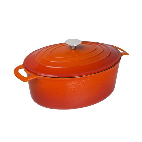 Braadpan ovaal gietijzer oranje 6L | 230x305x125(h)mm