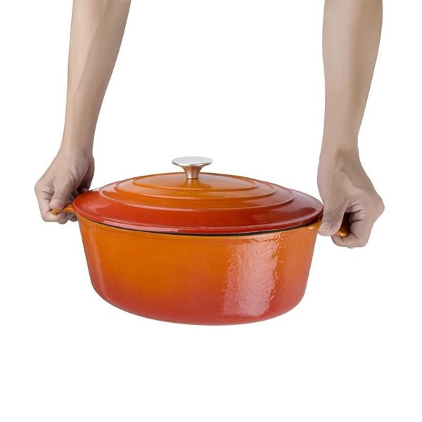 Braadpan ovaal gietijzer oranje 6L | 230x305x125(h)mm