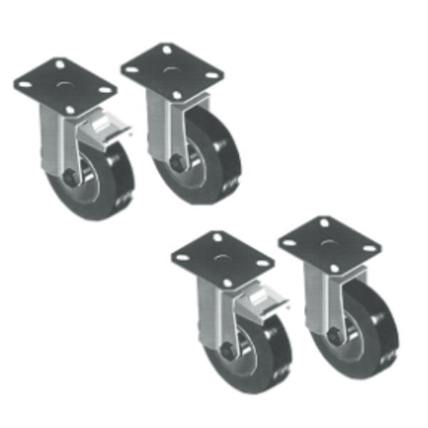 Wielen set met remmen voor onderstel pizza oven