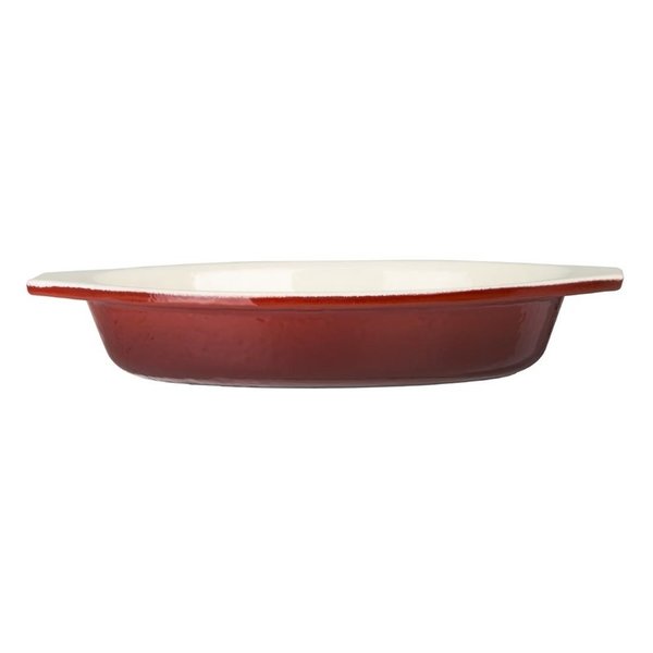 Gratineerschaal gietijzer ovaal rood 0,65L | 140x195x40(h)mm
