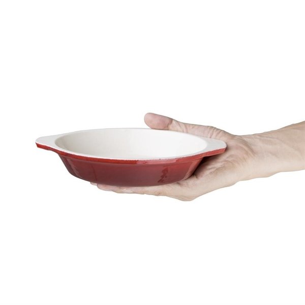 Gratineerschaal gietijzer ovaal rood 0,65L | 140x195x40(h)mm