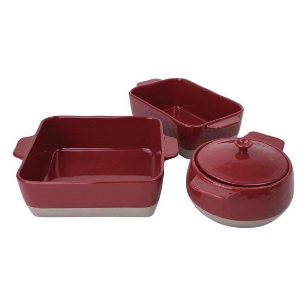 Braadslede keramiek rood/taupe 4,2L | 325x265x90(h)mm