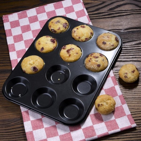 Bakvorm koolstofstaal met anti kleef | Cap. 12 muffins | 14,4(d)x23,8(h)cm