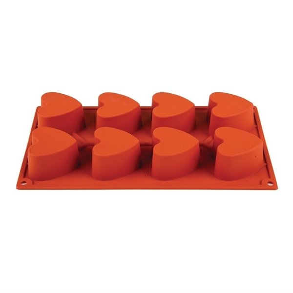 Bakvorm siliconen | Cap. 8 hartjes | 70x60x35(h)mm