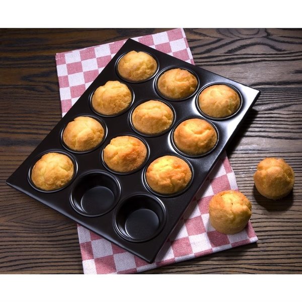Bakvorm aluminium met anti kleef | Cap. 12 muffins | 28(b)x36(l)cm