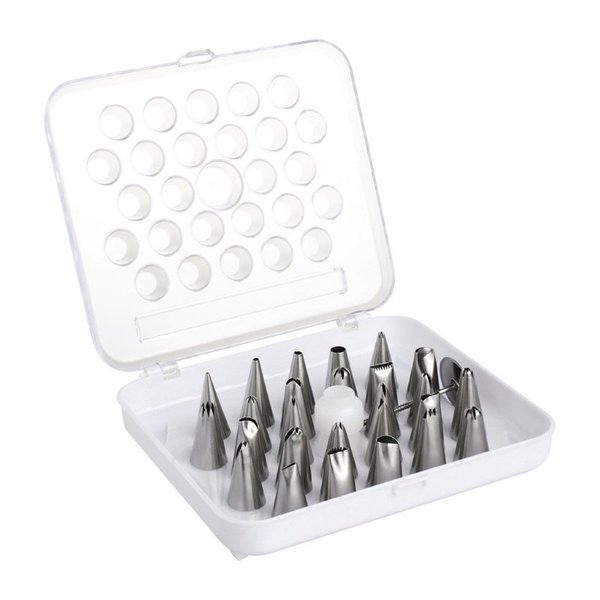 Spuitmonden set RVS | 26 delig | 20(b)x10(d)cm