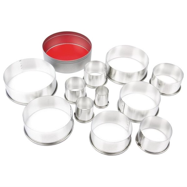 Stekerdoos set rond glad staal | 11 stuks | 2,3 tot 9(Ø)cm