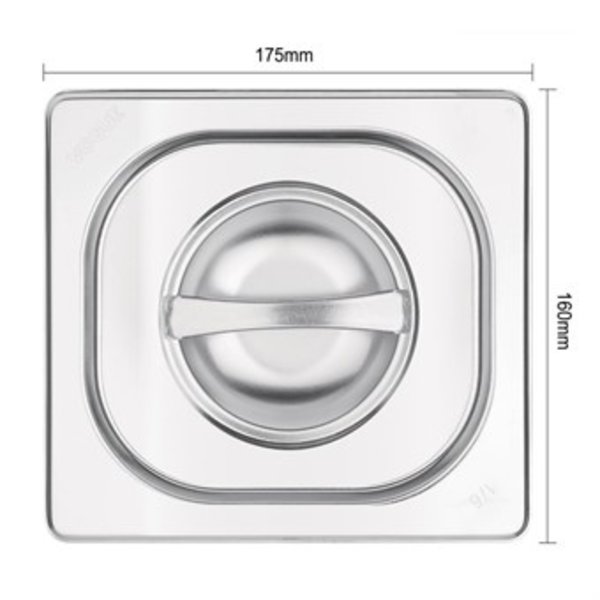 GN deksel RVS met handgreep 1/6 | 176(b)x162(d)mm