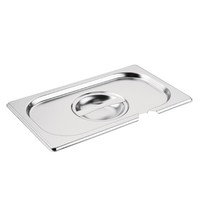 Vogue GN deksel RVS met lepeluitsparing 1/4 | O.a. voor GM312, GM313, K818