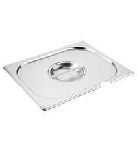 Vogue GN deksel RVS met lepeluitsparing 1/2 | 325x265mm 