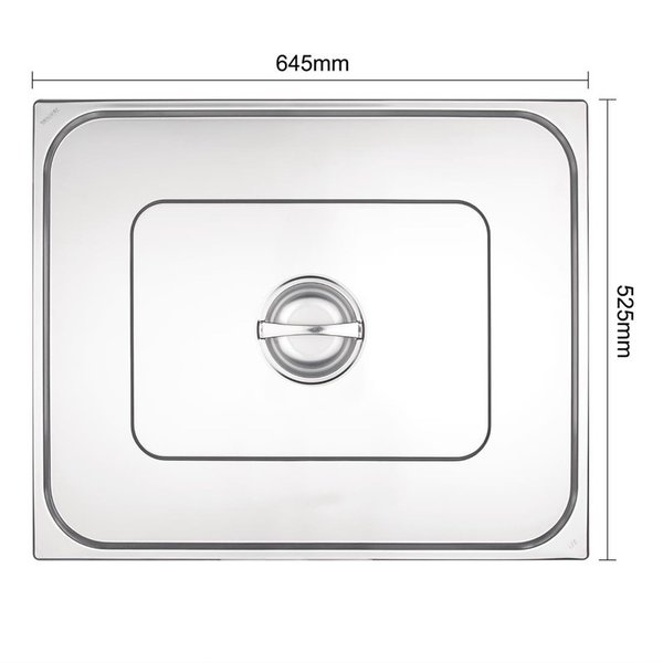 GN deksel RVS met handgreep 2/1 | O.a. voor GM316, GM317, K801