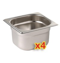 Vogue GN bakken RVS set met deksel 1/6 - 6,8L | 4 stuks | 176x162x100(h)mm 