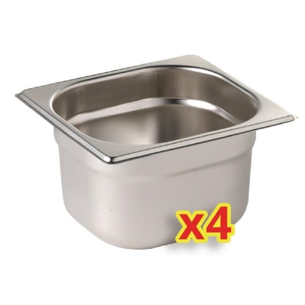 GN bakken RVS set met deksel 1/6 - 6,8L | 4 stuks | 176x162x100(h)mm