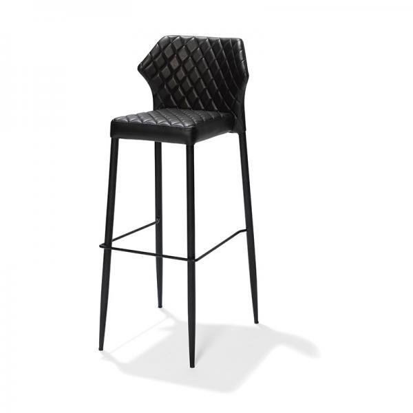 Barkruk Louis | Brandvertragend | Zwart | Kunstleer | Stapelbaar | 500x470x1050(h)mm