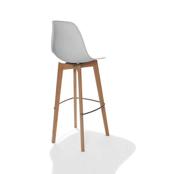 Barkruk Keeve | Rugleuning | Wit | Hout/Kunststof | Stapelbaar | 530x470x1190(h)mm