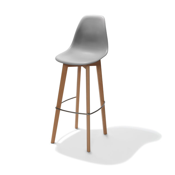 Barkruk Keeve | Rugleuning | Grijs | Hout/Kunststof | Stapelbaar | 530x470x1190(h)mm